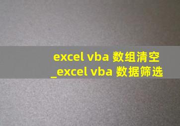 excel vba 数组清空_excel vba 数据筛选